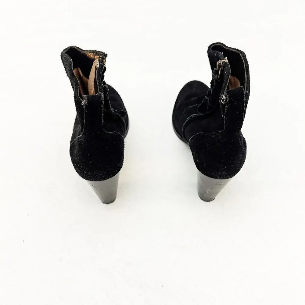 Joie Black Suede Ankle Bootie Round Toe Side Zip Size 38.5